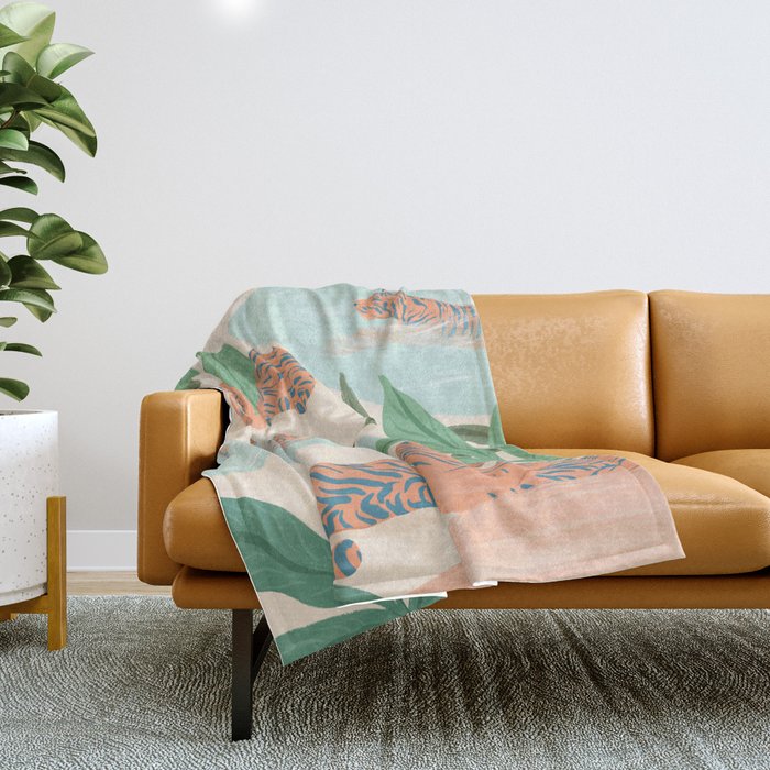Chilling Tigers Throw Blanket Gallery Image 1