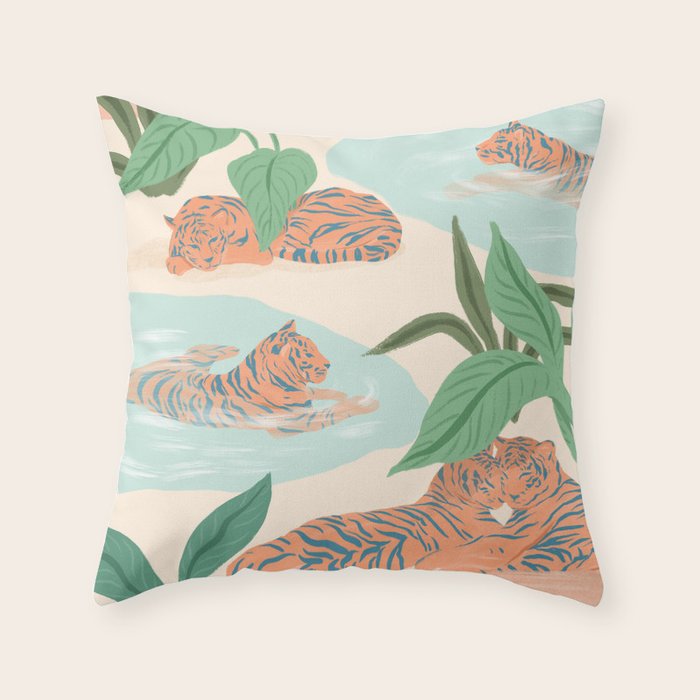 Chilling Tigers Throw Pillow Gallery Image 6