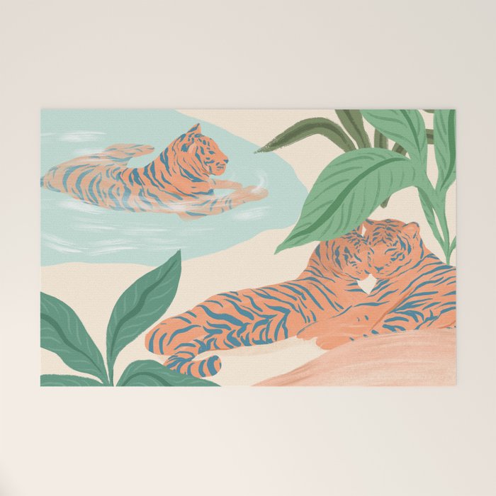 Chilling Tigers Welcome Mat Gallery Image 1