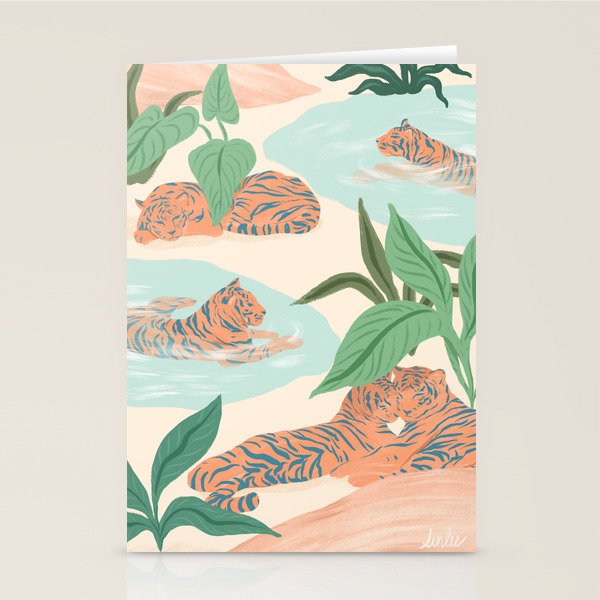 Chilling Tigers Stationery Card Gallery Image 1
