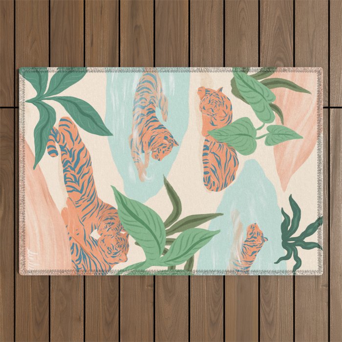 Chilling Tigers Outdoor Rug Gallery Image 1