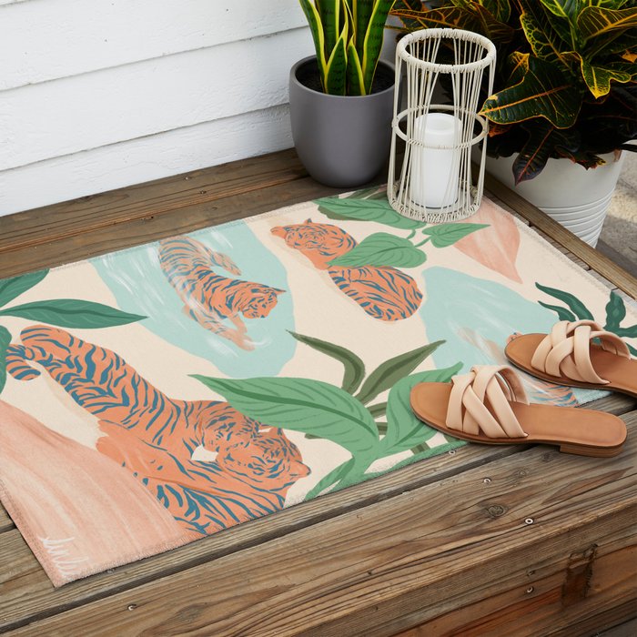 Chilling Tigers Outdoor Rug Gallery Image 2