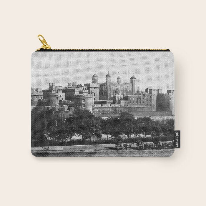 Tower of London, England, 19th Century vintage black and white photographic art print Carry All Pouch Gallery Image 1