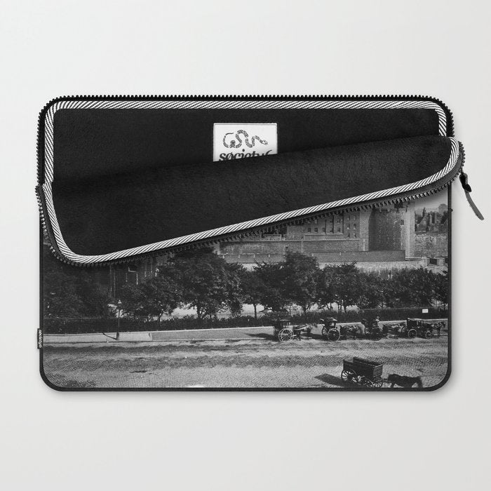 Tower of London, England, 19th Century vintage black and white photographic art print Laptop Sleeve Gallery Image 2