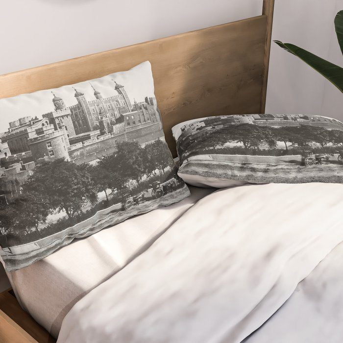 Tower of London, England, 19th Century vintage black and white photographic art print Pillow Sham Gallery Image 2
