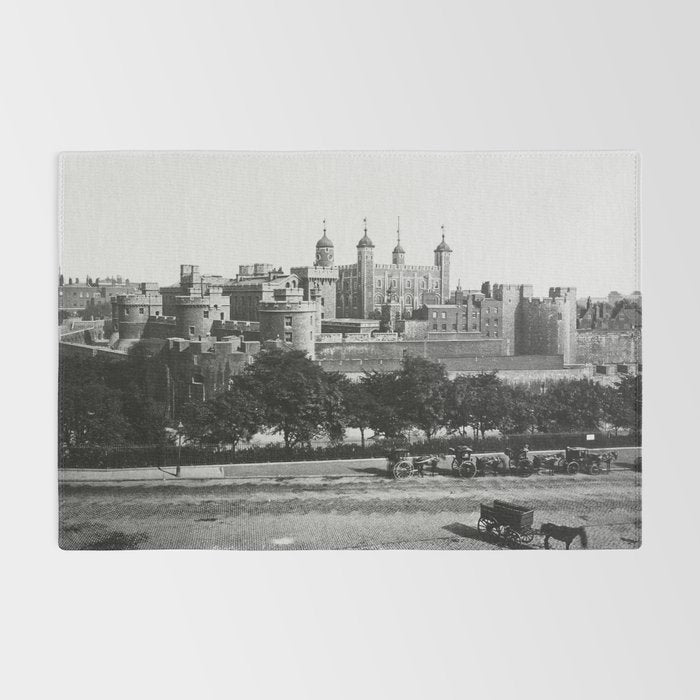 Tower of London, England, 19th Century vintage black and white photographic art print Rug Gallery Image 2