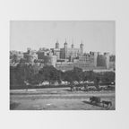 Tower of London, England, 19th Century vintage black and white photographic art print Throw Blanket Gallery Image 2