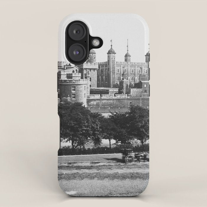 Tower of London, England, 19th Century vintage black and white photographic art print iPhone Case Gallery Image 1