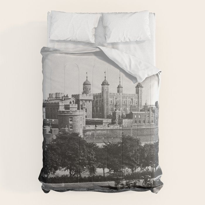 Tower of London, England, 19th Century vintage black and white photographic art print Comforter Gallery Image 6