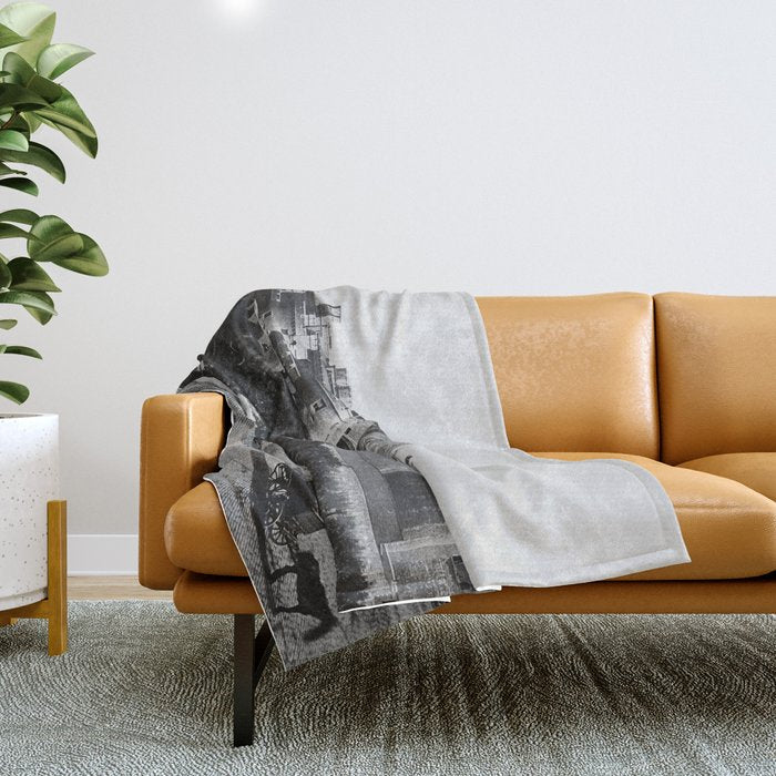 Tower of London, England, 19th Century vintage black and white photographic art print Throw Blanket Gallery Image 1