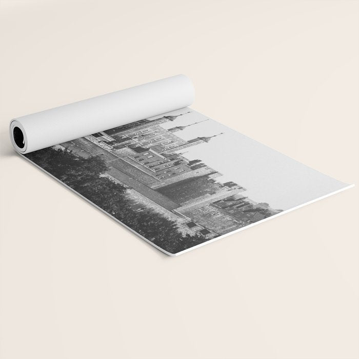Tower of London, England, 19th Century vintage black and white photographic art print Yoga Mat Gallery Image 2