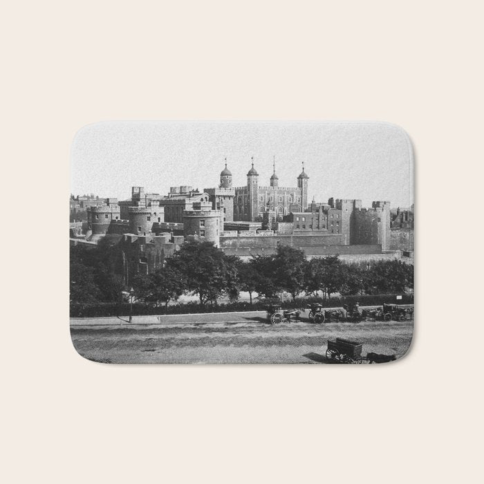 Tower of London, England, 19th Century vintage black and white photographic art print Bath Mat Gallery Image 1