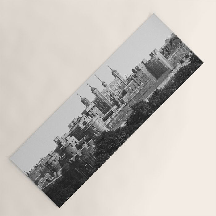 Tower of London, England, 19th Century vintage black and white photographic art print Yoga Mat Gallery Image 1