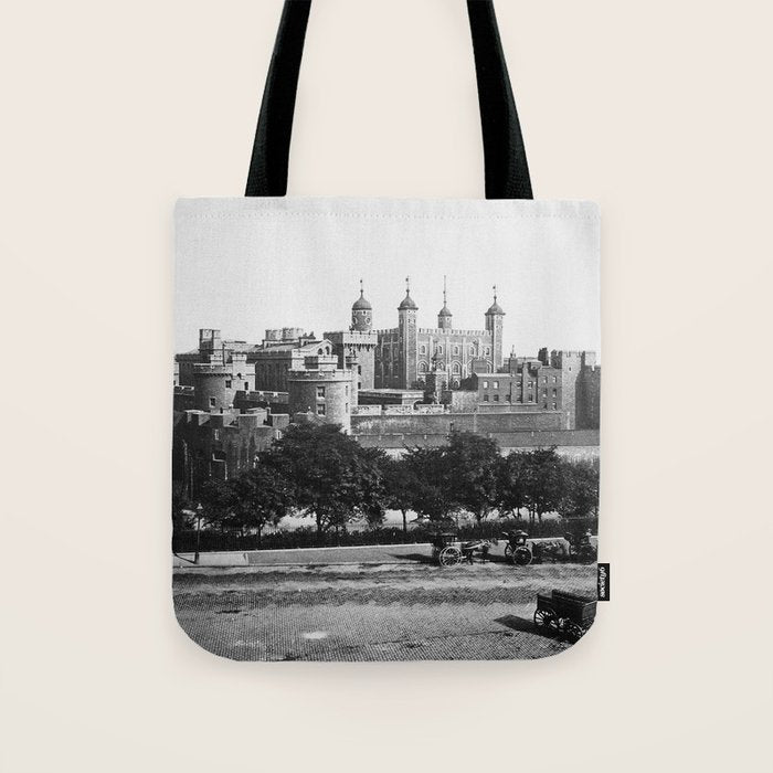 Tower of London, England, 19th Century vintage black and white photographic art print Tote Bag Gallery Image 1