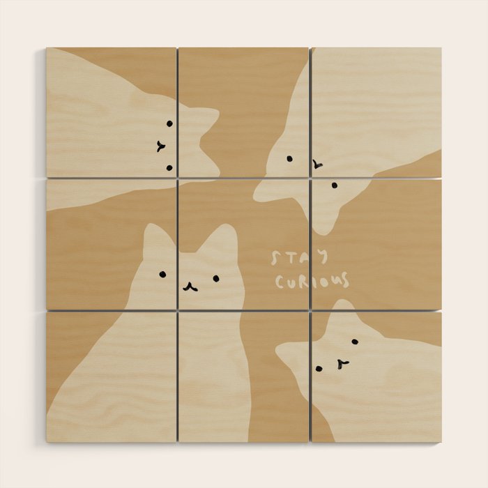 The Curious Cats Wood Wall Art Gallery Image 1