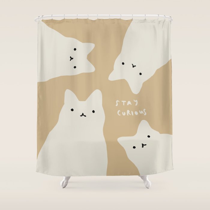 The Curious Cats Shower Curtain Gallery Image 1