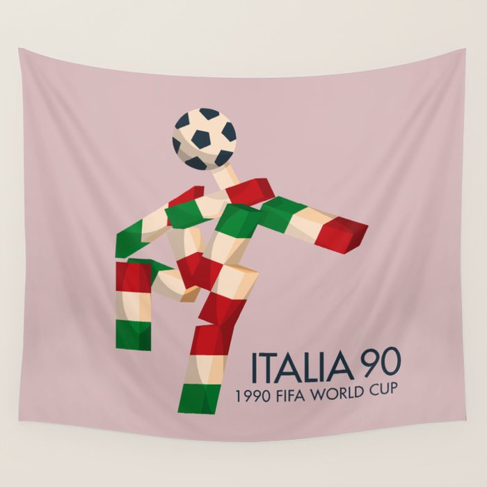 Vintage World Cup poster, Ciao, Italia 90 mascot, old football print Wall Tapestry Gallery Image 4
