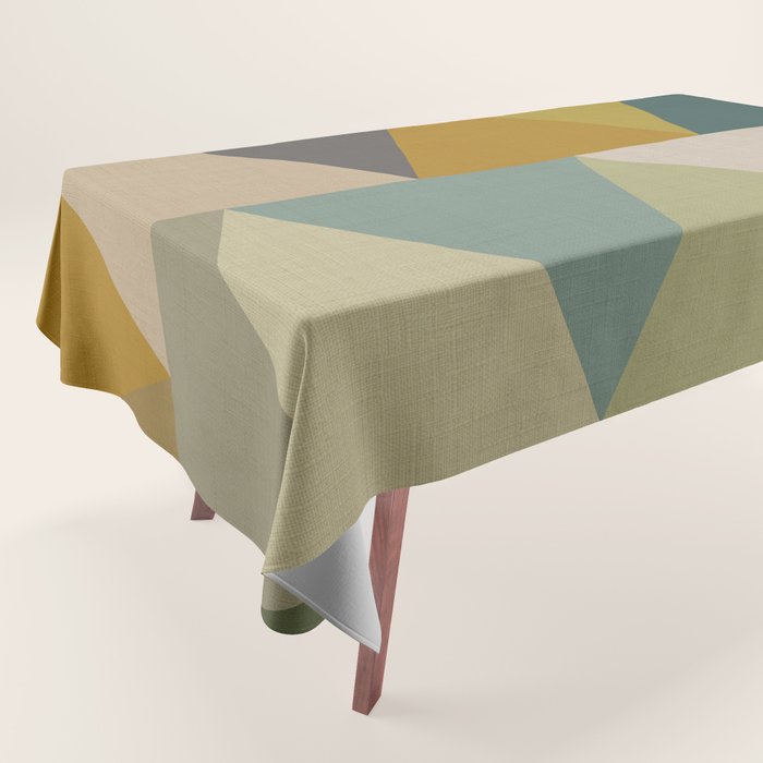 geometric mid century abstract nature green Tablecloth Gallery Image 1