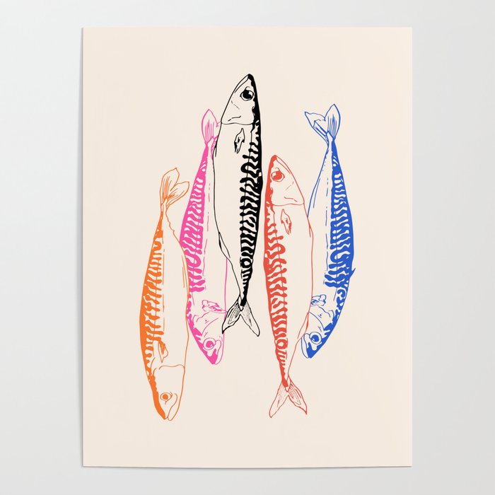 Mackerel Retro Poster