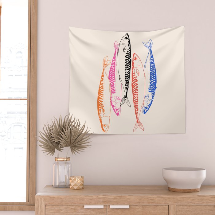 Mackerel Retro Wall Tapestry Gallery Image 2