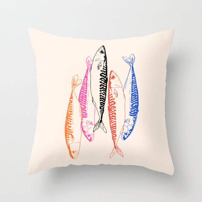 Mackerel Retro Throw Pillow Gallery Image 1