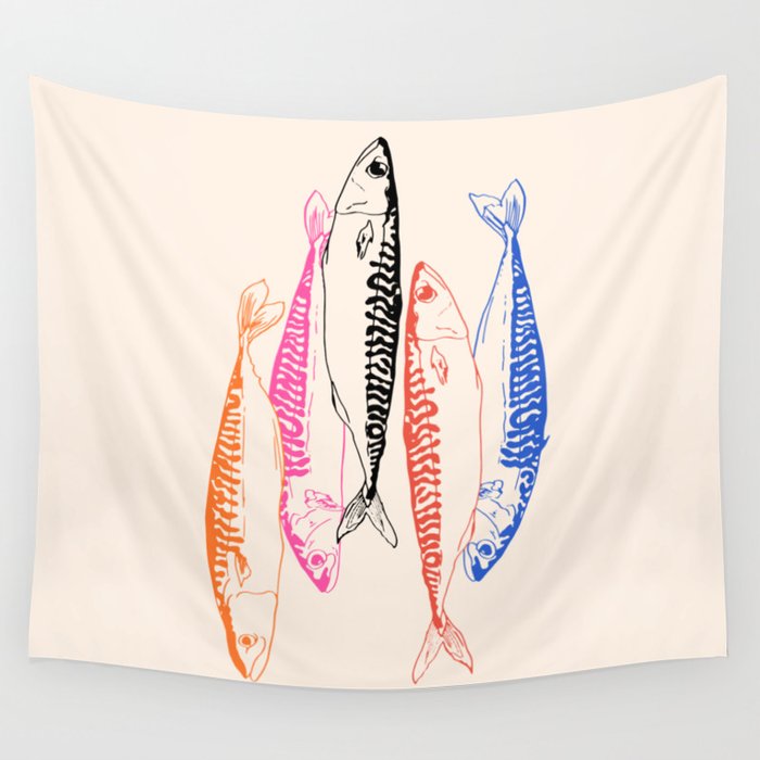 Mackerel Retro Wall Tapestry