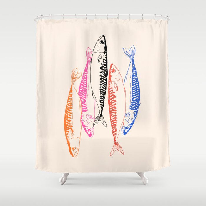 Mackerel Retro Shower Curtain Gallery Image 1