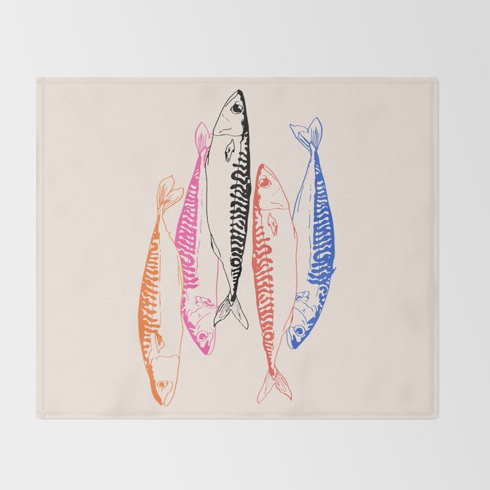 Mackerel Retro Throw Blanket Gallery Image 2