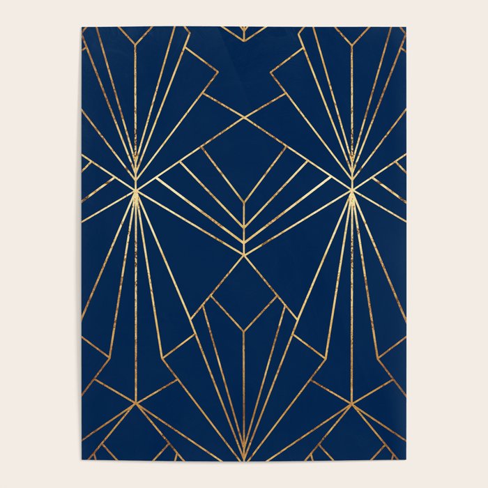 Navy Blue Art Deco - Large Scale Poster Gallery Image 1