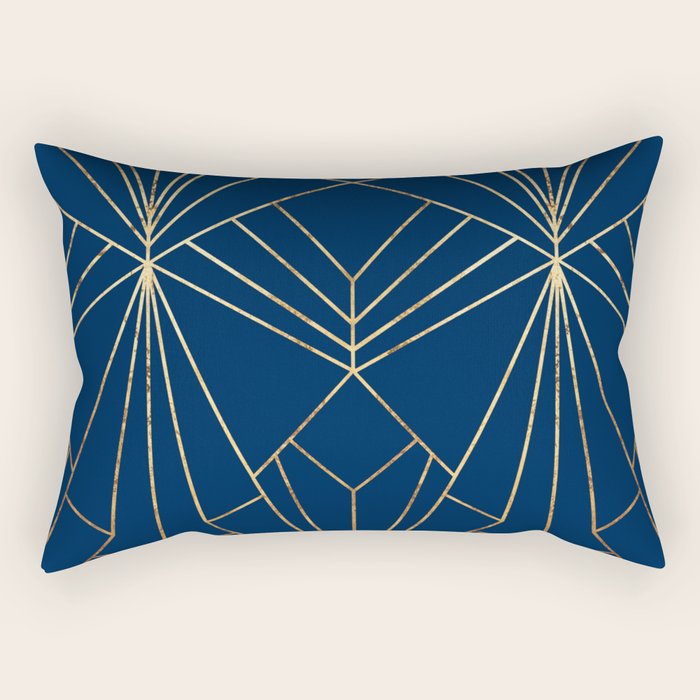 Navy Blue Art Deco - Large Scale Rectangular Pillow Gallery Image 1
