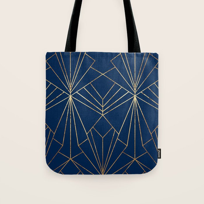Navy Blue Art Deco - Large Scale Tote Bag Gallery Image 1