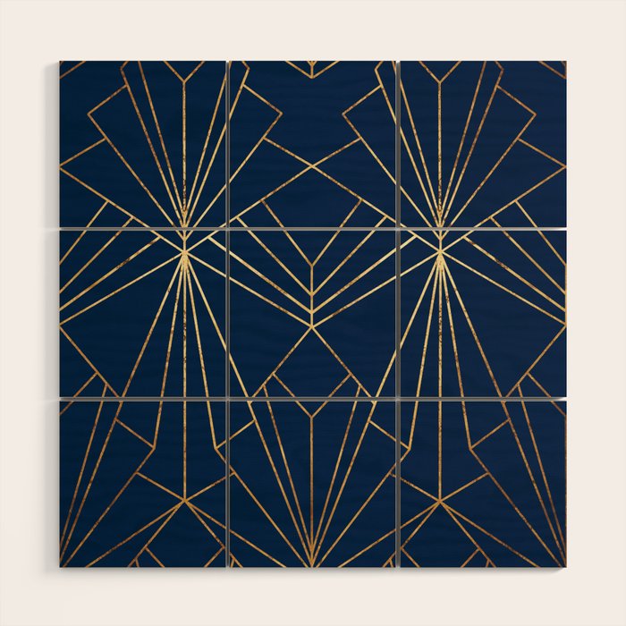 Navy Blue Art Deco - Large Scale Wood Wall Art Gallery Image 1