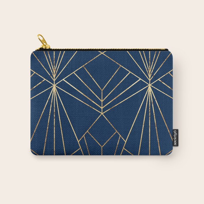 Navy Blue Art Deco - Large Scale Carry All Pouch Gallery Image 1