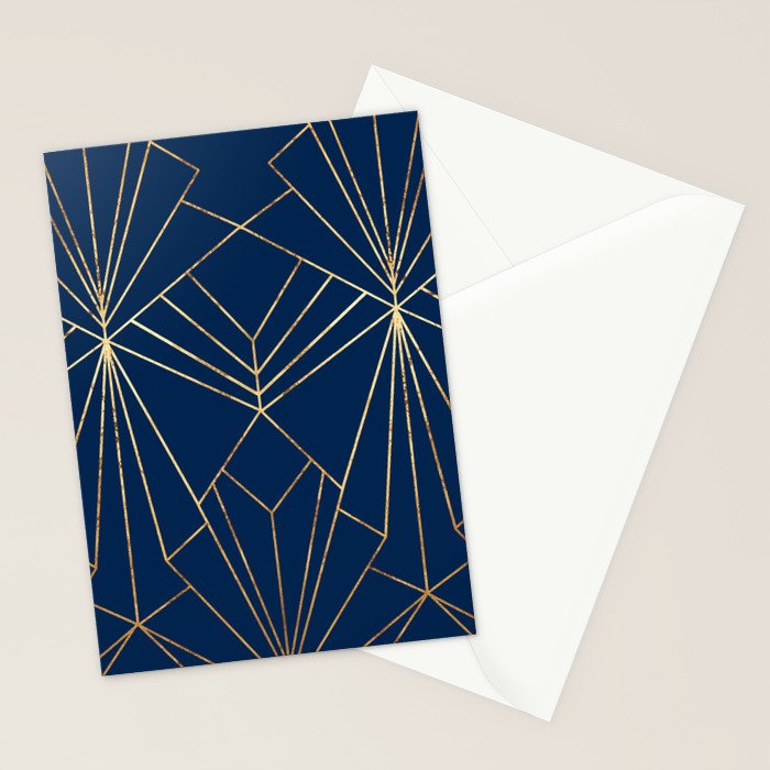 Navy Blue Art Deco - Large Scale Stationery Card Gallery Image 2