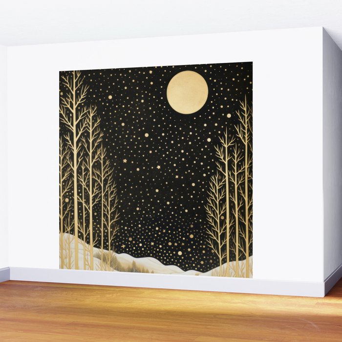 Glittering Snow Stars Wall Mural Gallery Image 2