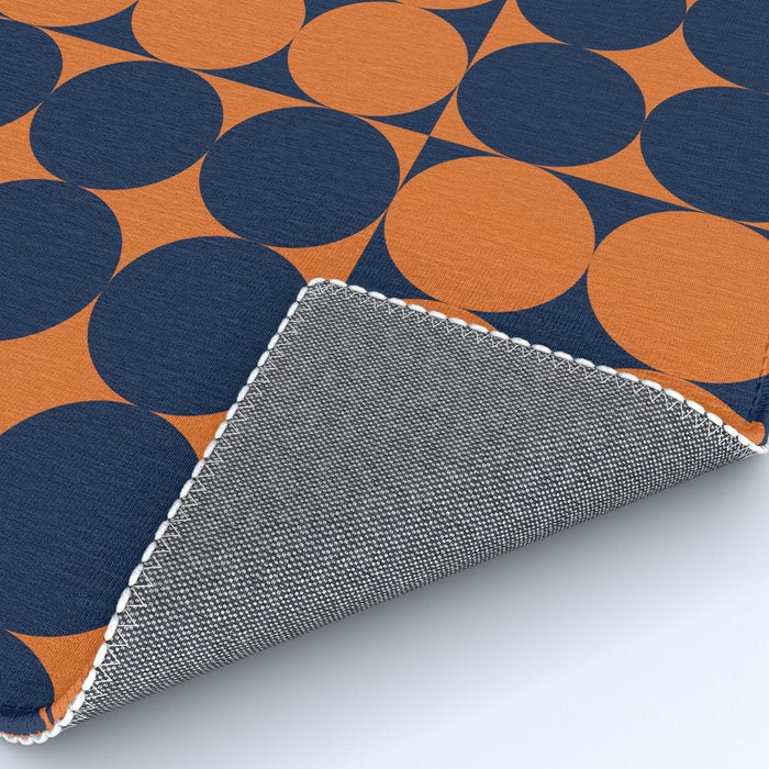 Abstraction Shapes 30 in vintage Orange and Navy Blue Rug Gallery Image 4