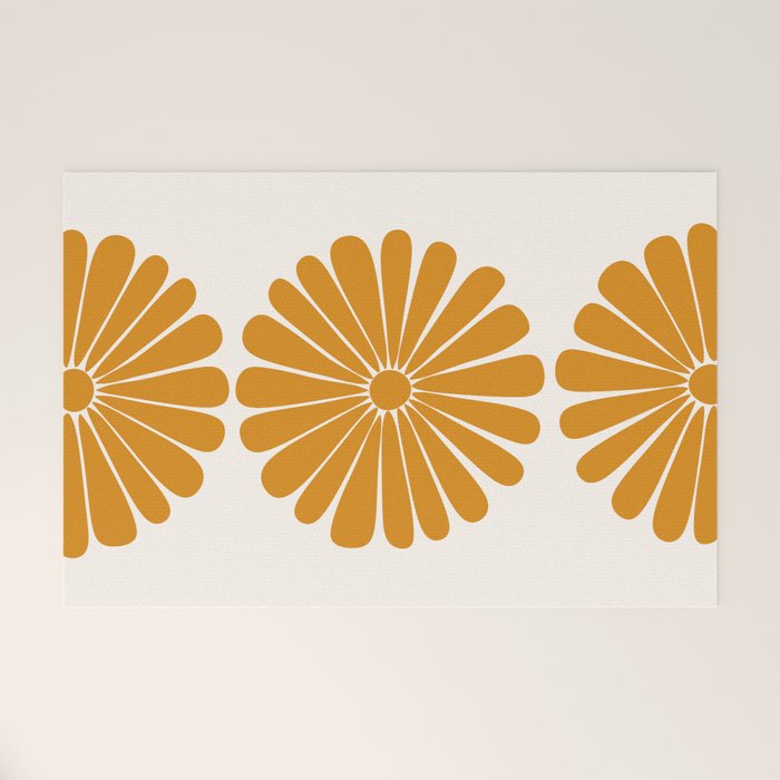 Retro Daisy Abstract V Golden Yellow Bold Floral Welcome Mat Gallery Image 1