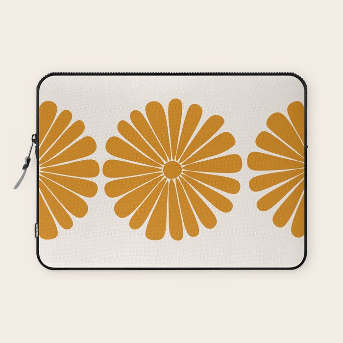 Retro Daisy Abstract V Golden Yellow Bold Floral Laptop Sleeve Gallery Image 1