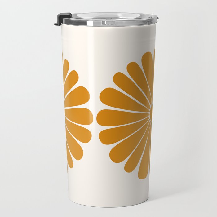 Retro Daisy Abstract V Golden Yellow Bold Floral Travel Mug Gallery Image 3