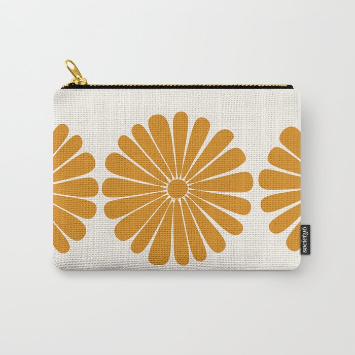 Retro Daisy Abstract V Golden Yellow Bold Floral Carry All Pouch Gallery Image 1