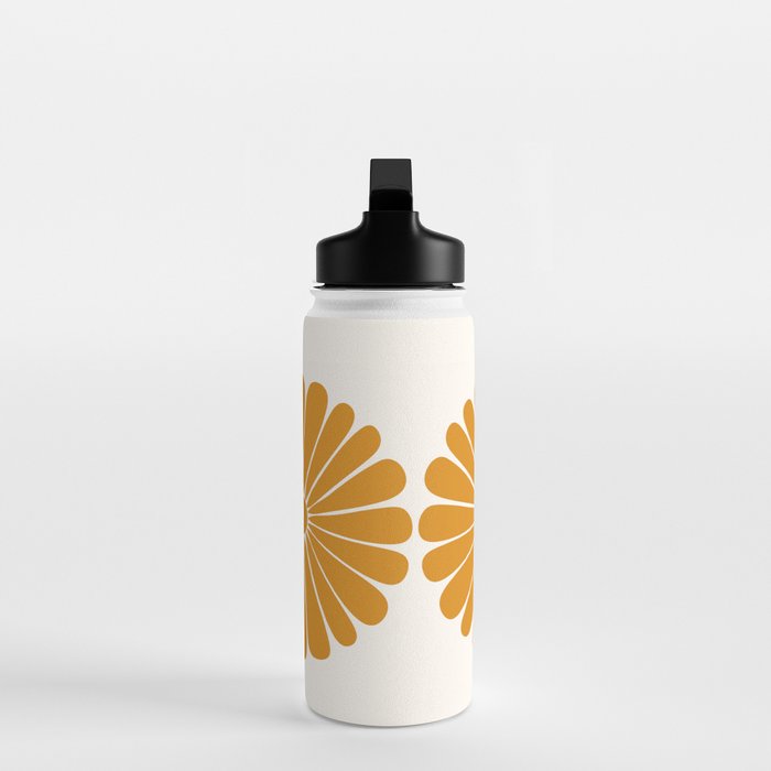 Retro Daisy Abstract V Golden Yellow Bold Floral Water Bottle Gallery Image 3