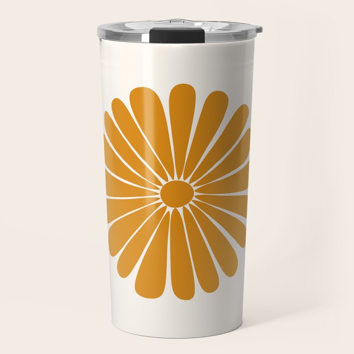 Retro Daisy Abstract V Golden Yellow Bold Floral Travel Mug Gallery Image 1