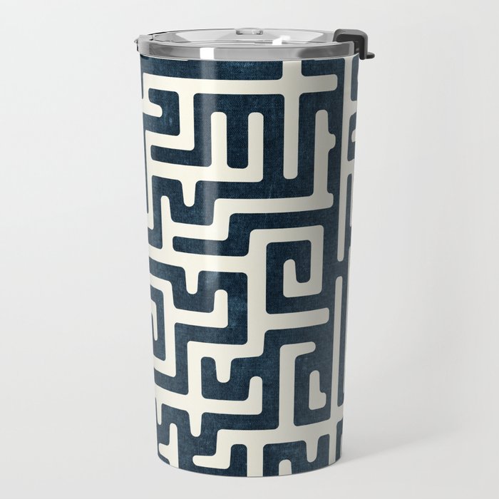 maze in dark blue Travel Mug Gallery Image 2