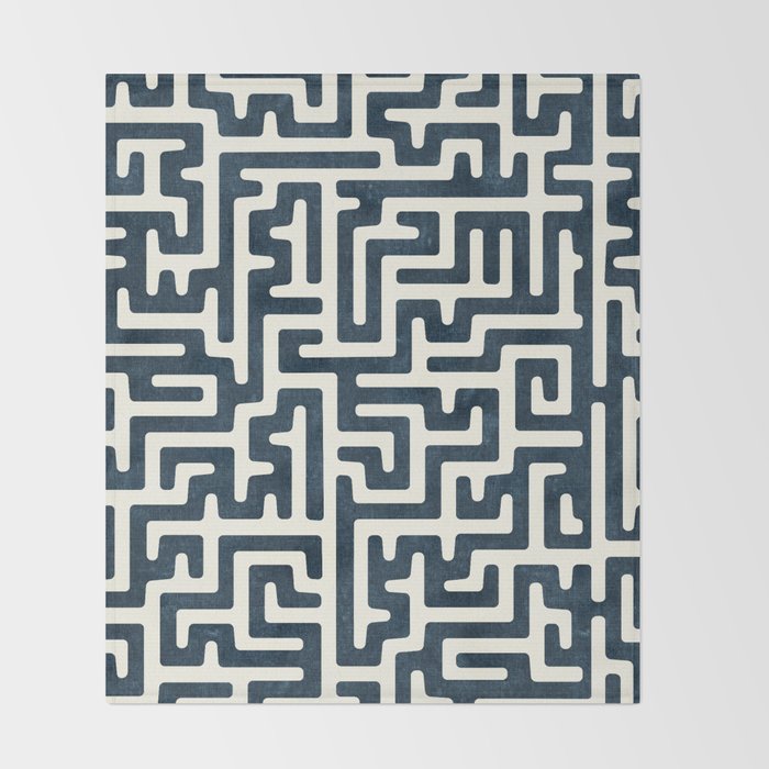 maze in dark blue Throw Blanket Gallery Image 2