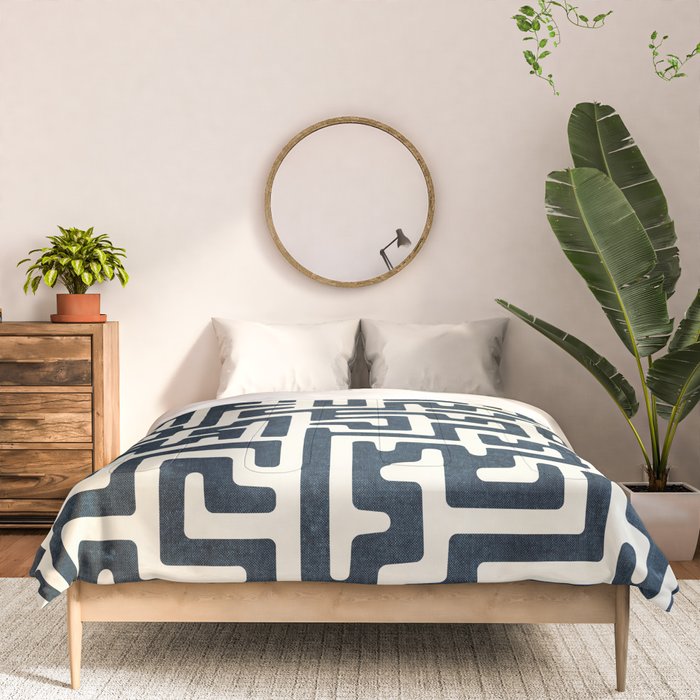 maze in dark blue Comforter Gallery Image 3