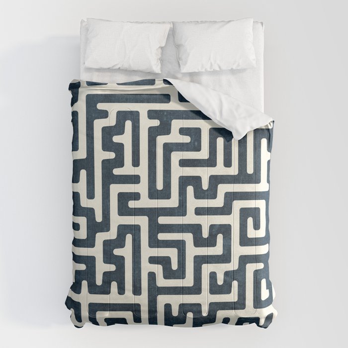 maze in dark blue Comforter Gallery Image 1