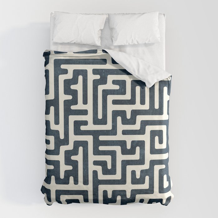 maze in dark blue Duvet Cover Gallery Image 1