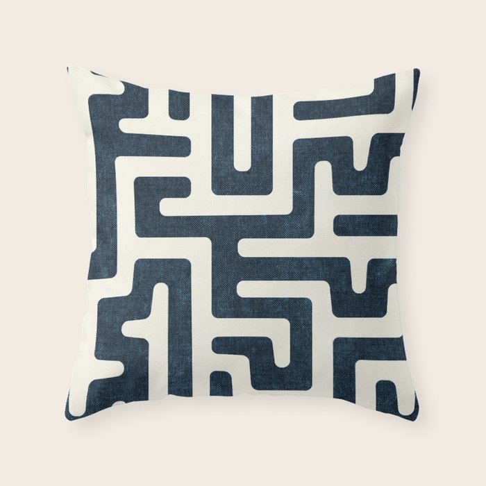 maze in dark blue Throw Pillow Gallery Image 1