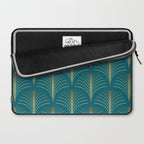 Art Deco Gold Fans on Turquoise Laptop Sleeve Gallery Image 2