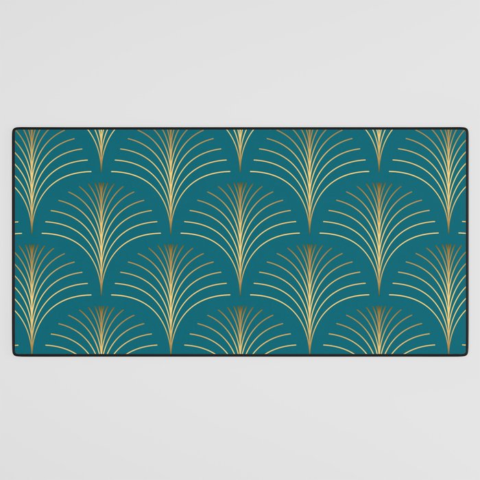Art Deco Gold Fans on Turquoise Desk Mat Gallery Image 3